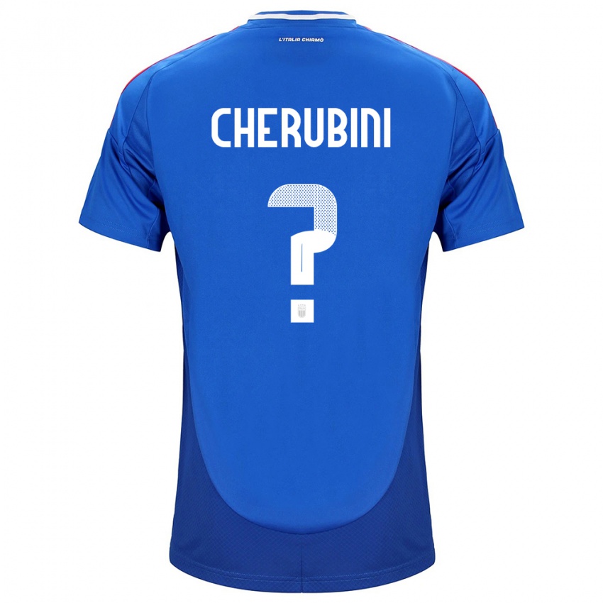 Enfant Maillot Italie Luigi Cherubini #0 Bleu Tenues Domicile 24-26 T-Shirt Belgique