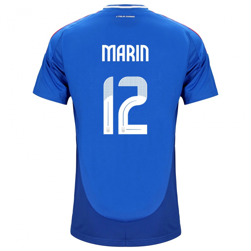 Enfant Maillot Italie Renato Marin #12 Bleu Tenues Domicile 24-26 T-Shirt Belgique