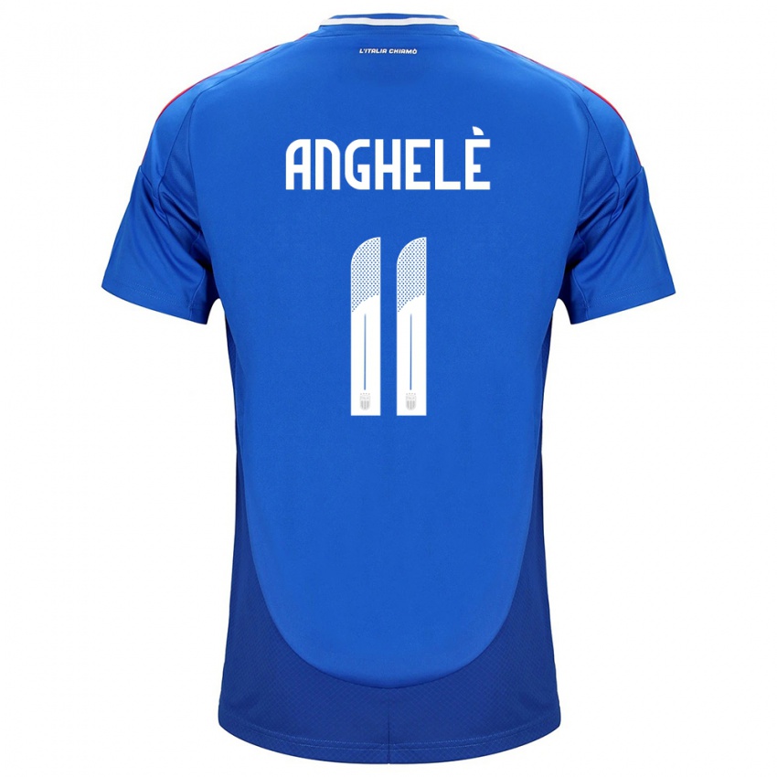 Enfant Maillot Italie Lorenzo Anghelè #11 Bleu Tenues Domicile 24-26 T-Shirt Belgique