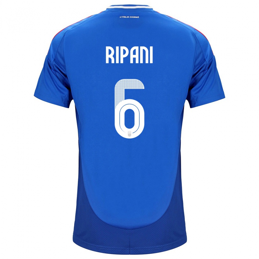 Enfant Maillot Italie Diego Ripani #6 Bleu Tenues Domicile 24-26 T-Shirt Belgique