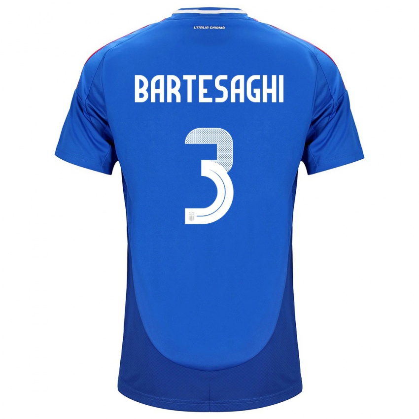 Enfant Maillot Italie Davide Bartesaghi #3 Bleu Tenues Domicile 24-26 T-Shirt Belgique