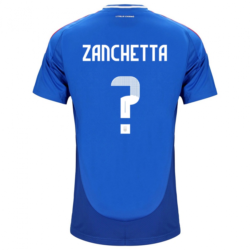 Enfant Maillot Italie Mattia Zanchetta #0 Bleu Tenues Domicile 24-26 T-Shirt Belgique