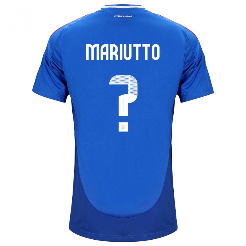 Enfant Maillot Italie Francesco Mariutto #0 Bleu Tenues Domicile 24-26 T-Shirt Belgique