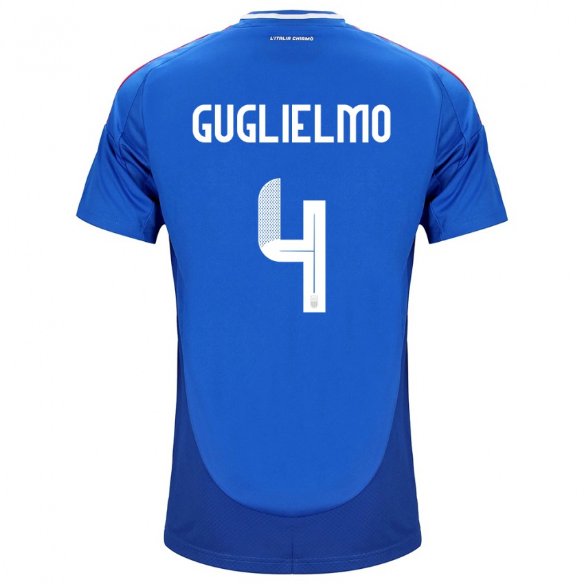 Enfant Maillot Italie Lucia Di Guglielmo #4 Bleu Tenues Domicile 24-26 T-Shirt Belgique