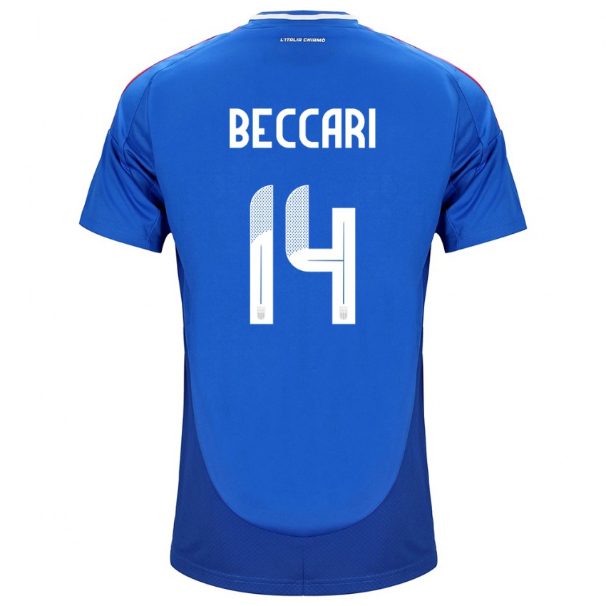 Enfant Maillot Italie Chiara Beccari #14 Bleu Tenues Domicile 24-26 T-Shirt Belgique