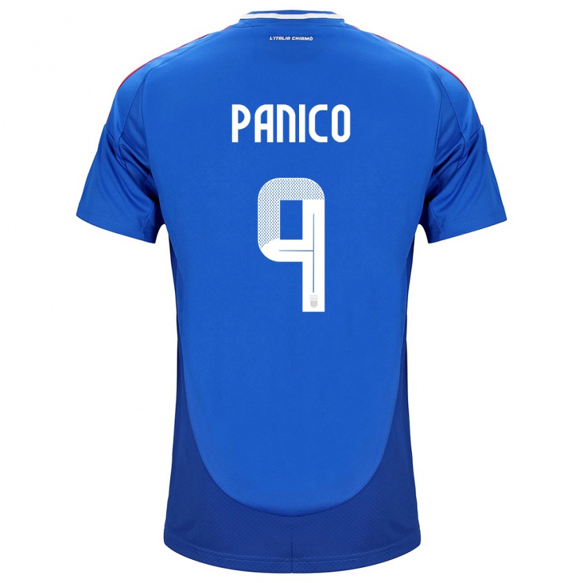 Enfant Maillot Italie Patrizia Panico #9 Bleu Tenues Domicile 24-26 T-Shirt Belgique