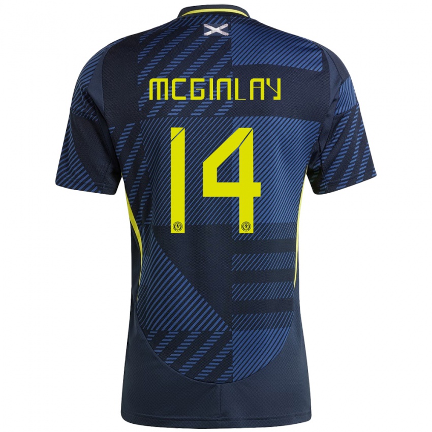 Kinderen Schotland Aiden Mcginlay #14 Donkerblauw Thuisshirt Thuistenue 24-26 T-Shirt België