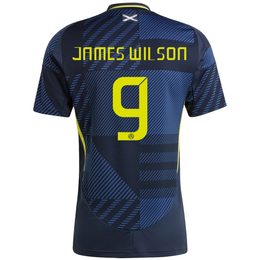 Kinder Schottland James Wilson #9 Dunkelblau Heimtrikot Trikot 24-26 T-Shirt Belgien