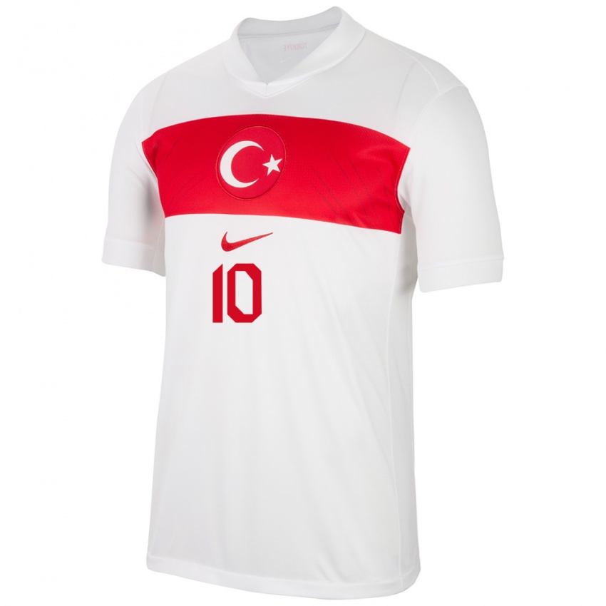 Enfant Maillot Turquie Hakan Çalhanoğlu #10 Blanc Tenues Domicile 24-26 T-Shirt Belgique