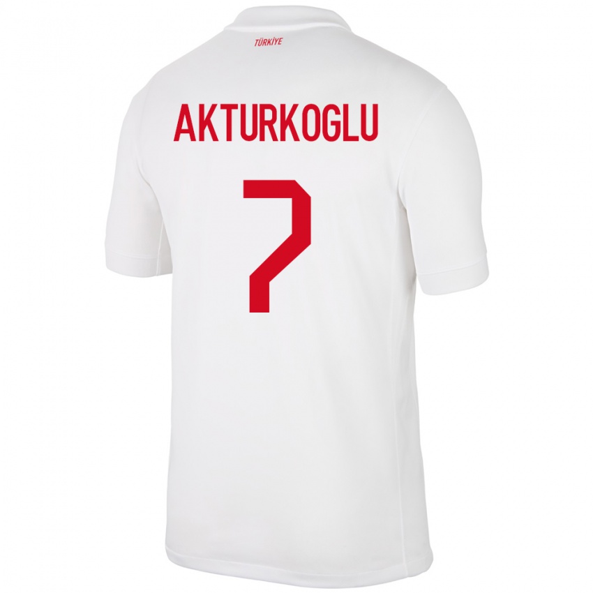 Enfant Maillot Turquie Kerem Aktürkoğlu #7 Blanc Tenues Domicile 24-26 T-Shirt Belgique