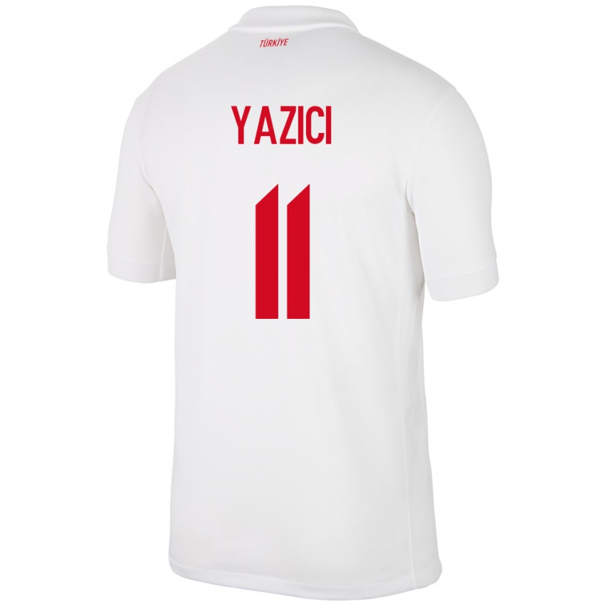 Enfant Maillot Turquie Yusuf Yazıcı #11 Blanc Tenues Domicile 24-26 T-Shirt Belgique