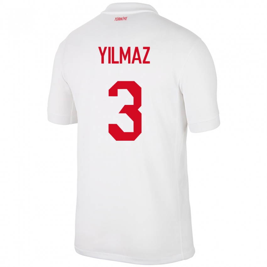 Enfant Maillot Turquie Berkay Yılmaz #3 Blanc Tenues Domicile 24-26 T-Shirt Belgique