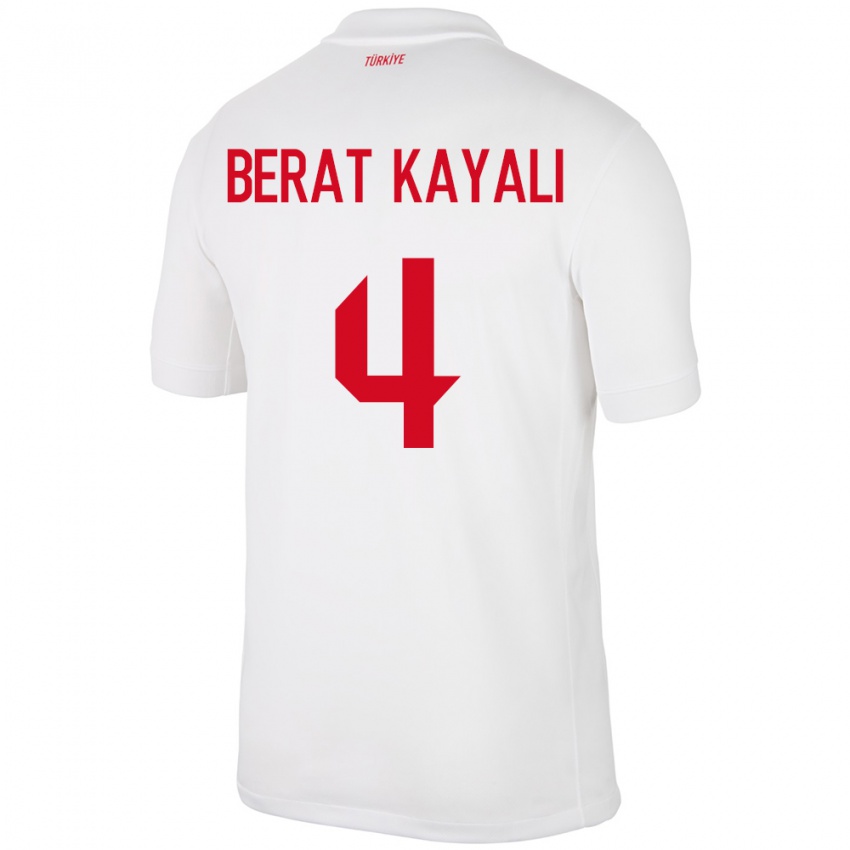 Enfant Maillot Turquie Hasan Berat Kayalı #4 Blanc Tenues Domicile 24-26 T-Shirt Belgique