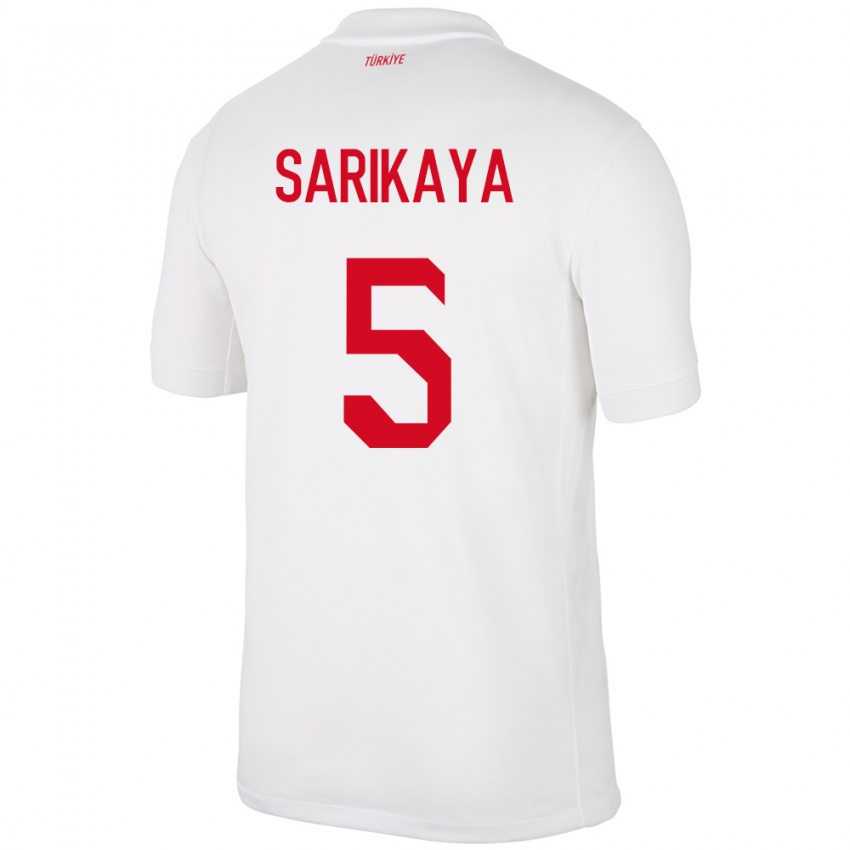 Enfant Maillot Turquie Efe Sarıkaya #5 Blanc Tenues Domicile 24-26 T-Shirt Belgique