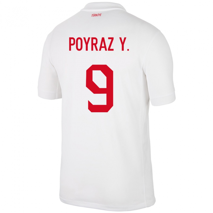 Enfant Maillot Turquie Poyraz Yıldırım #9 Blanc Tenues Domicile 24-26 T-Shirt Belgique