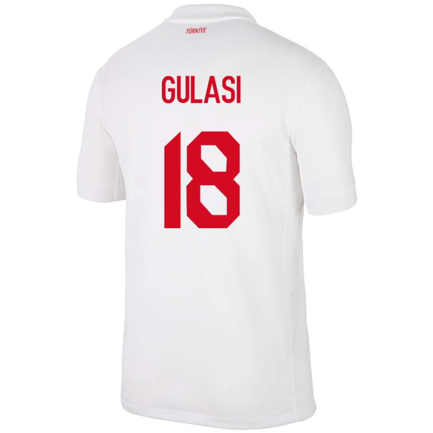 Enfant Maillot Turquie Ayman Gulasi #18 Blanc Tenues Domicile 24-26 T-Shirt Belgique