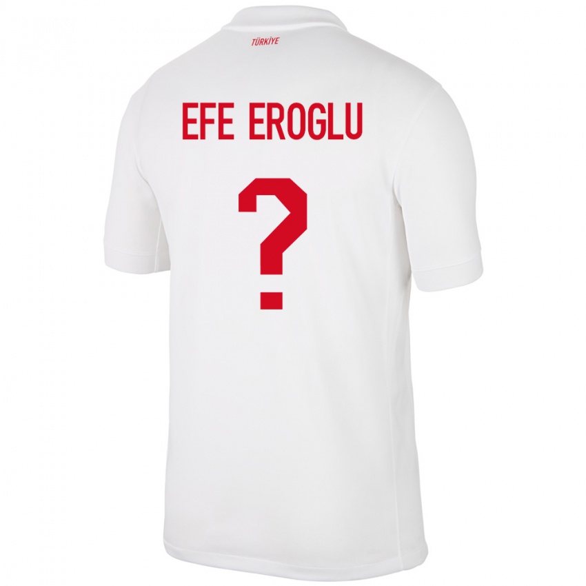 Enfant Maillot Turquie Cem Efe Eroğlu #0 Blanc Tenues Domicile 24-26 T-Shirt Belgique