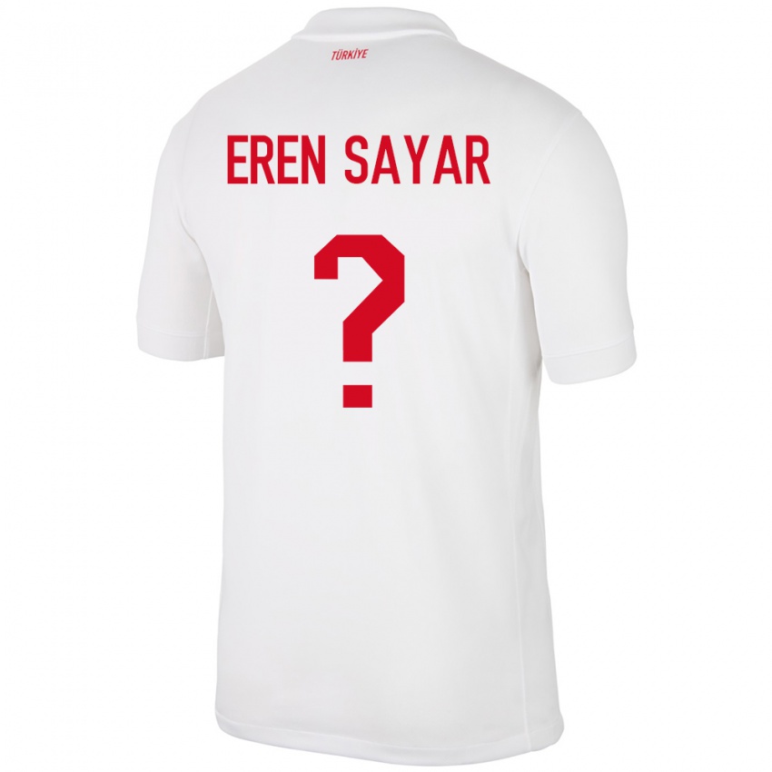 Enfant Maillot Turquie Emin Eren Sayar #0 Blanc Tenues Domicile 24-26 T-Shirt Belgique