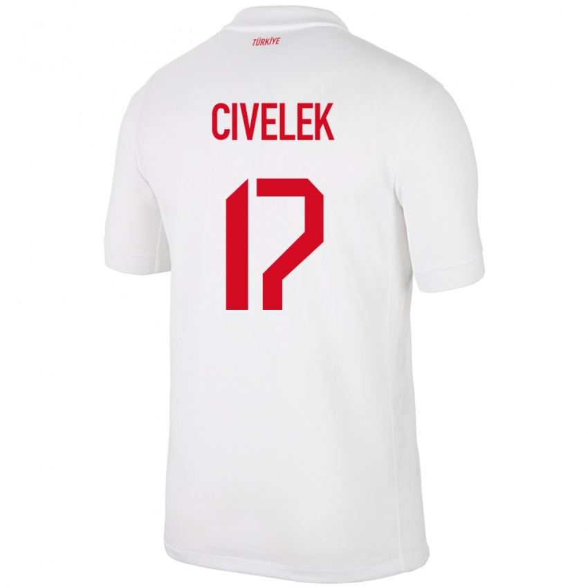 Enfant Maillot Turquie İlayda Civelek #17 Blanc Tenues Domicile 24-26 T-Shirt Belgique