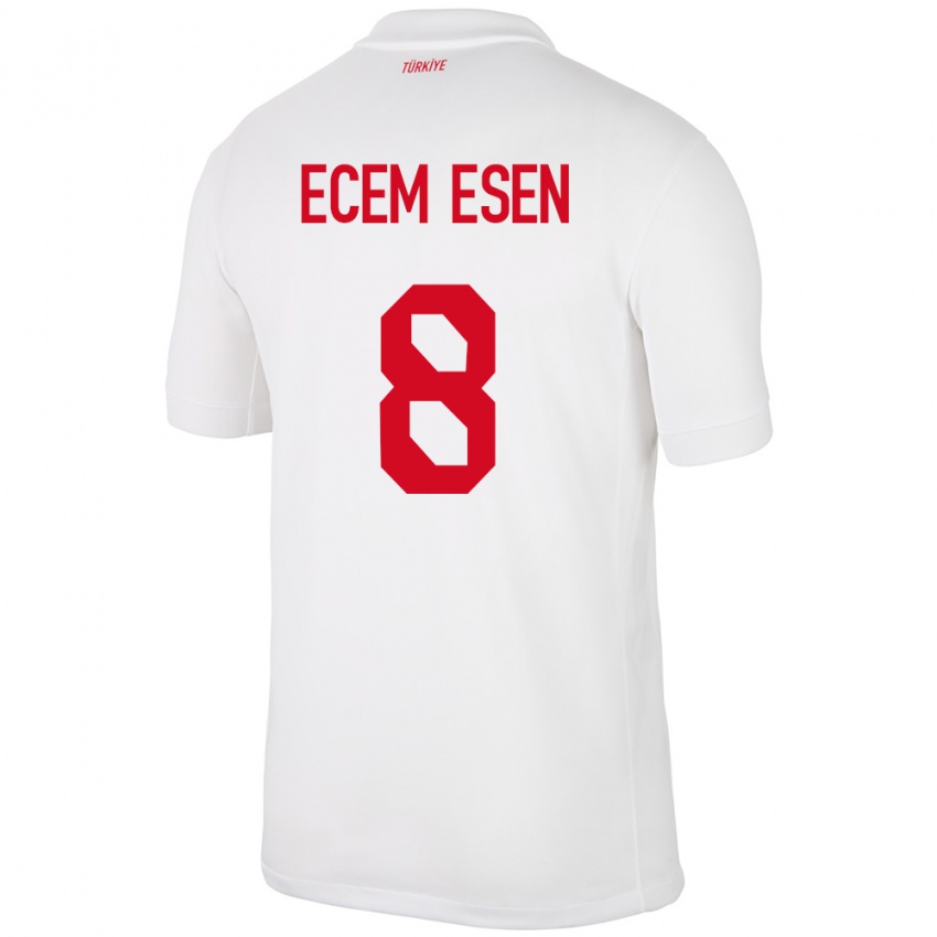 Kinder Türkei Emine Ecem Esen #8 Weiß Heimtrikot Trikot 24-26 T-Shirt Belgien