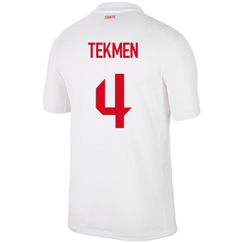 Enfant Maillot Turquie Ece Tekmen #4 Blanc Tenues Domicile 24-26 T-Shirt Belgique