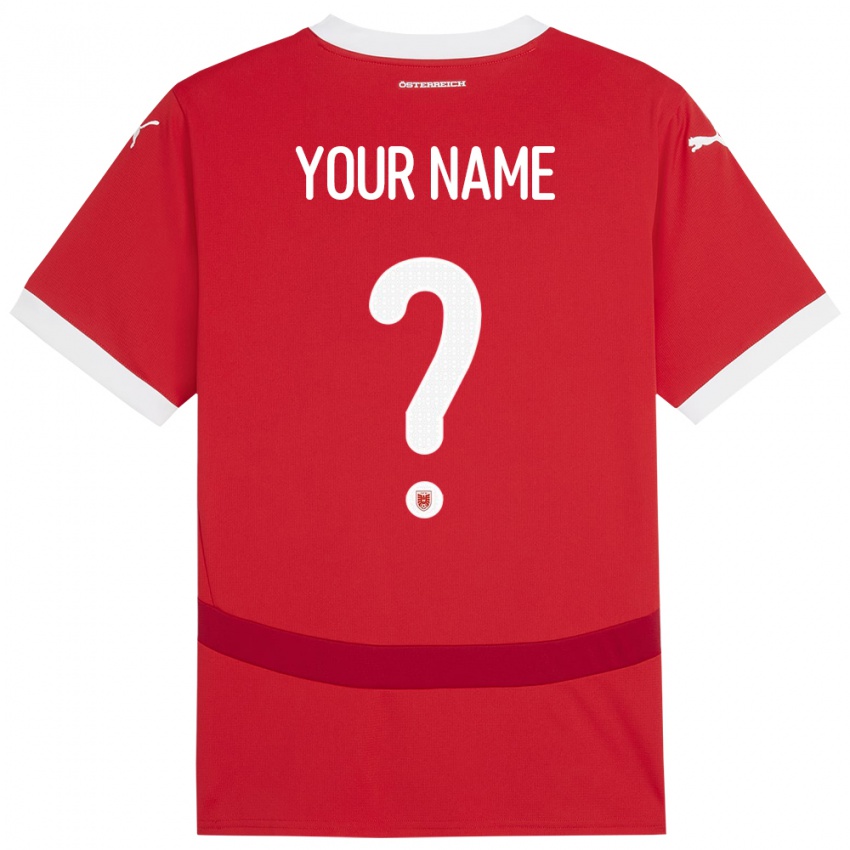 Kinderen Oostenrijk Uw Naam #0 Rood Thuisshirt Thuistenue 24-26 T-Shirt België