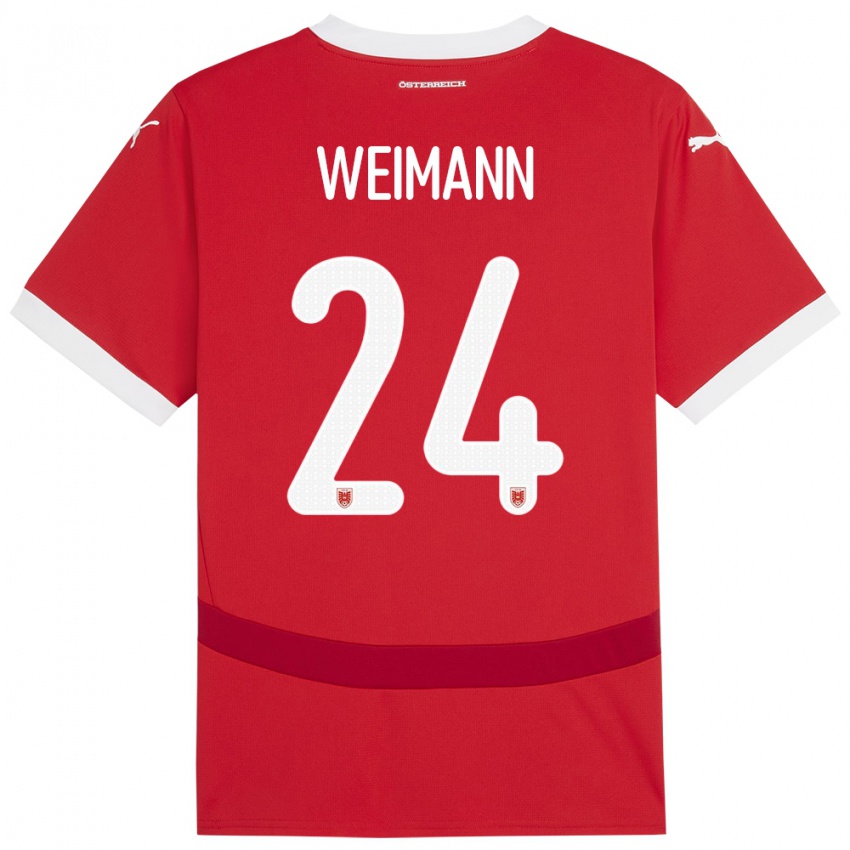 Kinderen Oostenrijk Andreas Weimann #24 Rood Thuisshirt Thuistenue 24-26 T-Shirt België