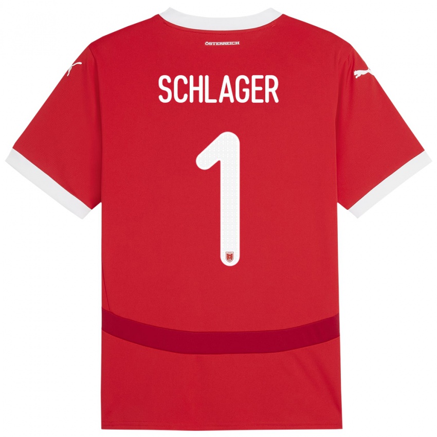 Kinderen Oostenrijk Alexander Schlager #1 Rood Thuisshirt Thuistenue 24-26 T-Shirt België