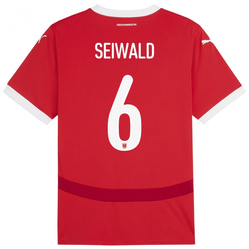 Kinder Österreich Nicolas Seiwald #6 Rot Heimtrikot Trikot 24-26 T-Shirt Belgien