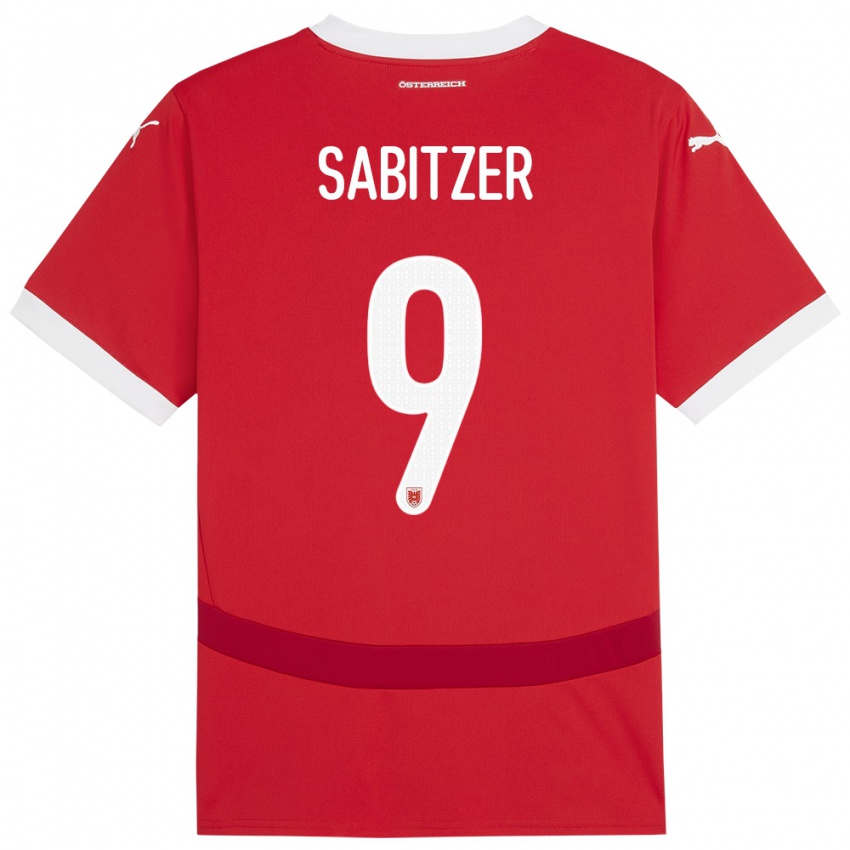 Kinder Österreich Marcel Sabitzer #9 Rot Heimtrikot Trikot 24-26 T-Shirt Belgien