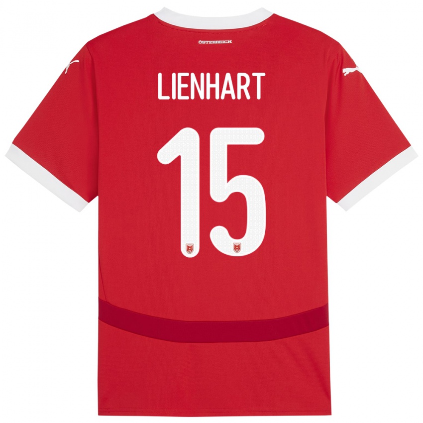 Enfant Maillot Autriche Philipp Lienhart #15 Rouge Tenues Domicile 24-26 T-Shirt Belgique