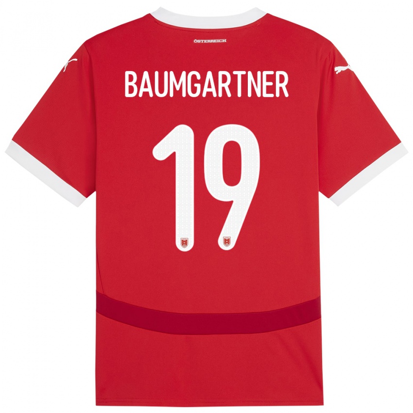 Enfant Maillot Autriche Christoph Baumgartner #19 Rouge Tenues Domicile 24-26 T-Shirt Belgique