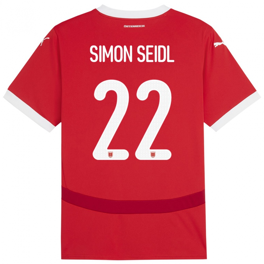 Kinderen Oostenrijk Simon Seidl #22 Rood Thuisshirt Thuistenue 24-26 T-Shirt België