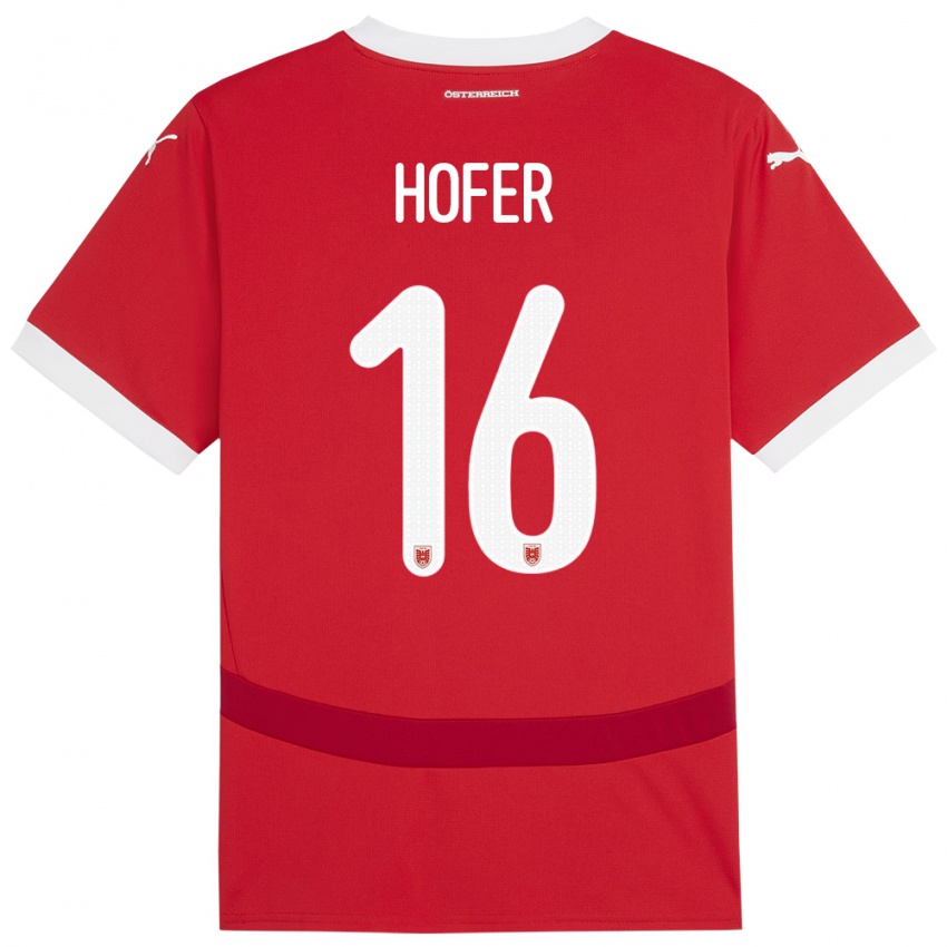 Kinderen Oostenrijk Raphael Hofer #16 Rood Thuisshirt Thuistenue 24-26 T-Shirt België