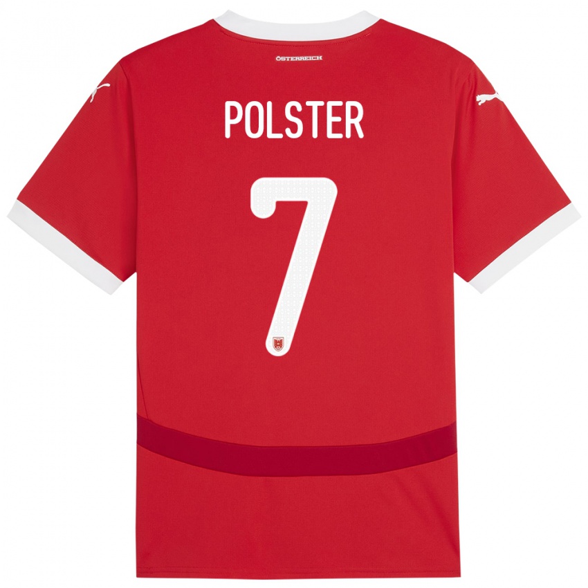 Kinderen Oostenrijk Manuel Polster #7 Rood Thuisshirt Thuistenue 24-26 T-Shirt België