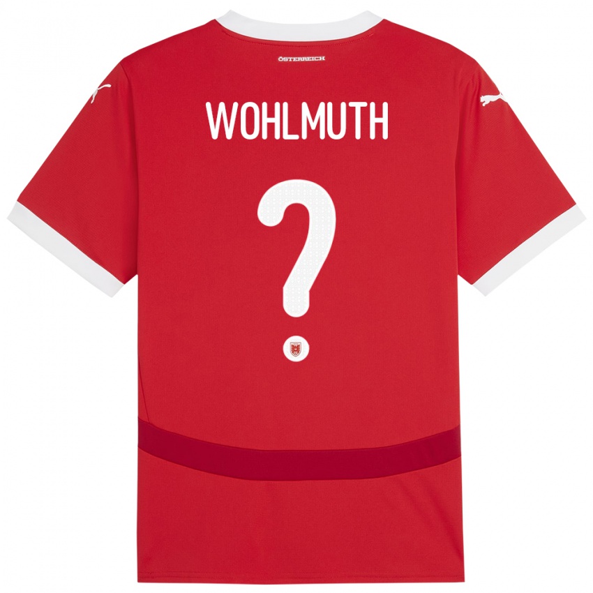 Kinderen Oostenrijk Fabian Wohlmuth #0 Rood Thuisshirt Thuistenue 24-26 T-Shirt België