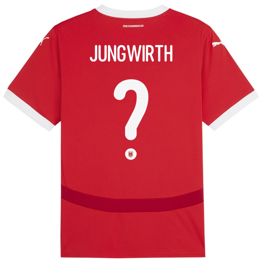 Kinderen Oostenrijk Lukas Jungwirth #0 Rood Thuisshirt Thuistenue 24-26 T-Shirt België