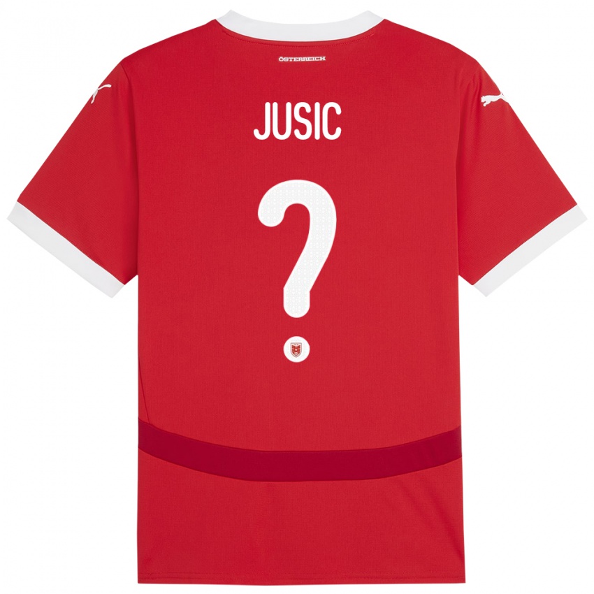 Kinder Österreich Kenan Jusic #0 Rot Heimtrikot Trikot 24-26 T-Shirt Belgien