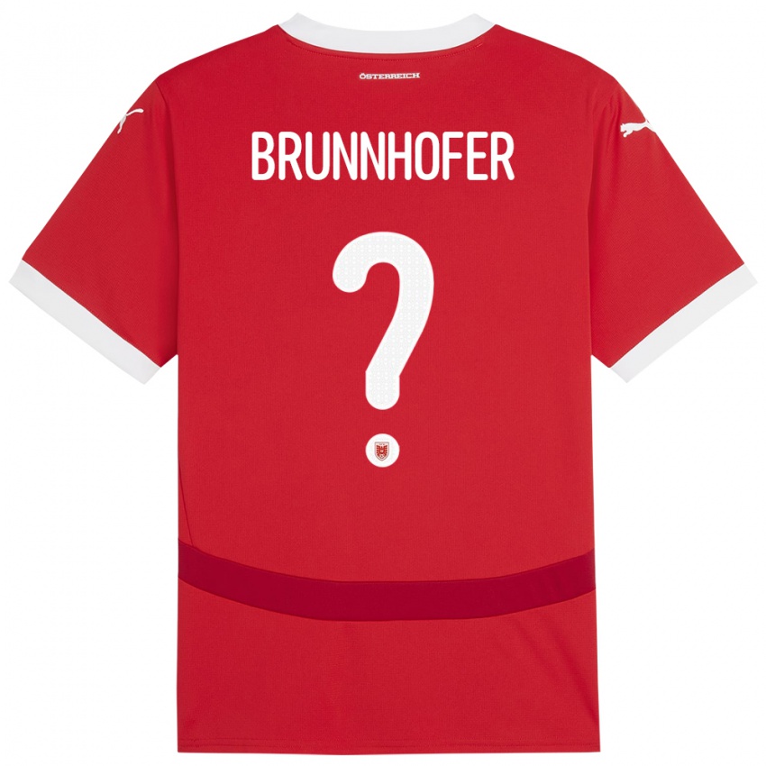 Kinderen Oostenrijk Jakob Brunnhofer #0 Rood Thuisshirt Thuistenue 24-26 T-Shirt België