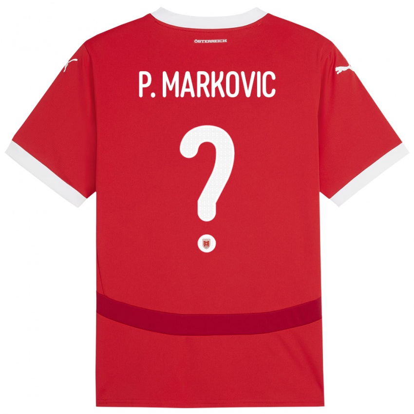 Enfant Maillot Autriche Petar Markovic #0 Rouge Tenues Domicile 24-26 T-Shirt Belgique