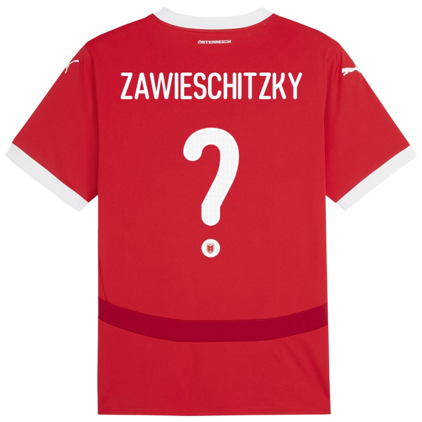 Kinderen Oostenrijk Christian Zawieschitzky #0 Rood Thuisshirt Thuistenue 24-26 T-Shirt België