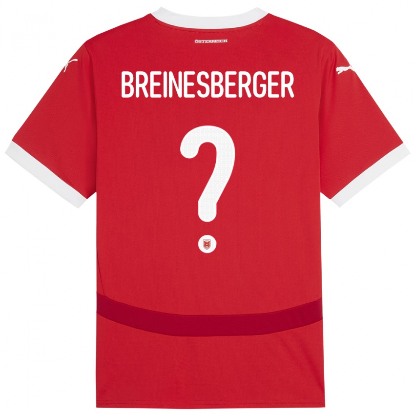 Kinderen Oostenrijk Christoph Breinesberger #0 Rood Thuisshirt Thuistenue 24-26 T-Shirt België