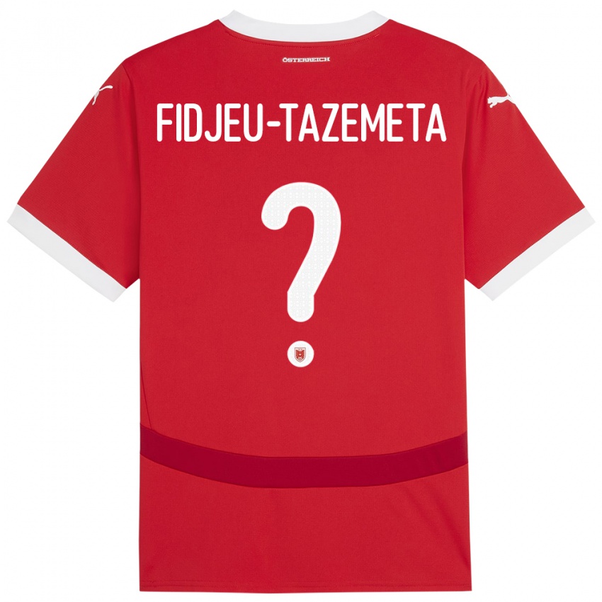 Kinderen Oostenrijk Thierry Fidjeu-Tazemeta #0 Rood Thuisshirt Thuistenue 24-26 T-Shirt België