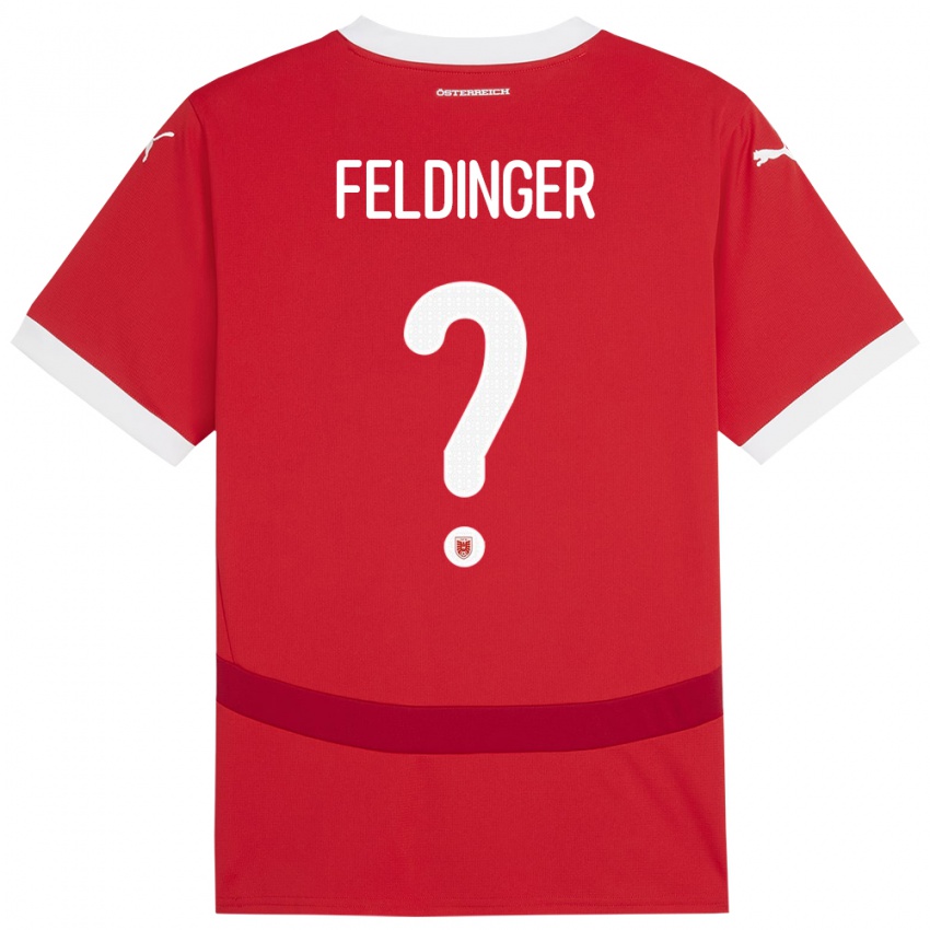 Kinderen Oostenrijk Rafael Feldinger #0 Rood Thuisshirt Thuistenue 24-26 T-Shirt België