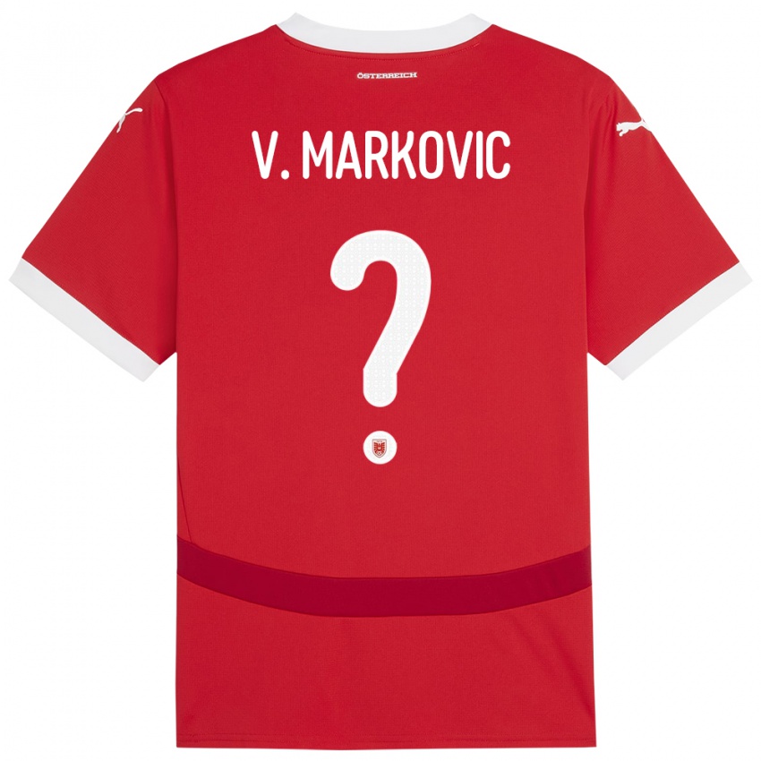 Kinder Österreich Vasilije Markovic #0 Rot Heimtrikot Trikot 24-26 T-Shirt Belgien