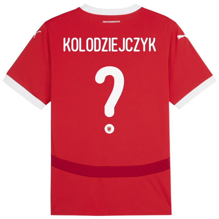 Enfant Maillot Autriche Marek Kolodziejczyk #0 Rouge Tenues Domicile 24-26 T-Shirt Belgique