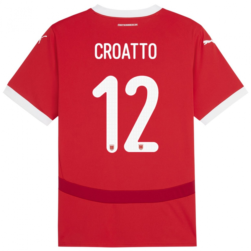 Enfant Maillot Autriche Michela Croatto #12 Rouge Tenues Domicile 24-26 T-Shirt Belgique