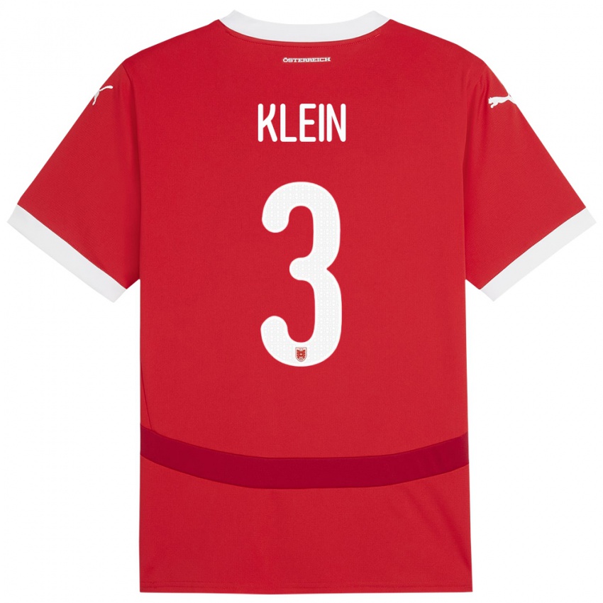 Kinder Österreich Jennifer Klein #3 Rot Heimtrikot Trikot 24-26 T-Shirt Belgien