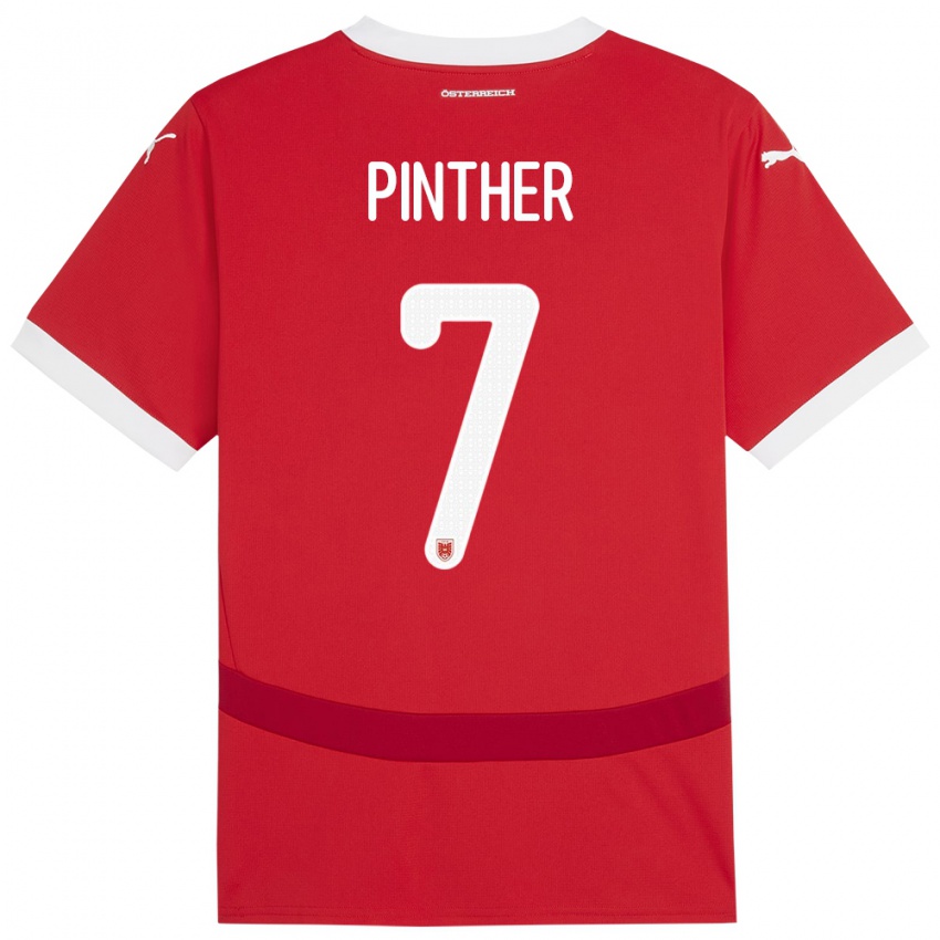 Kinderen Oostenrijk Viktoria Pinther #7 Rood Thuisshirt Thuistenue 24-26 T-Shirt België