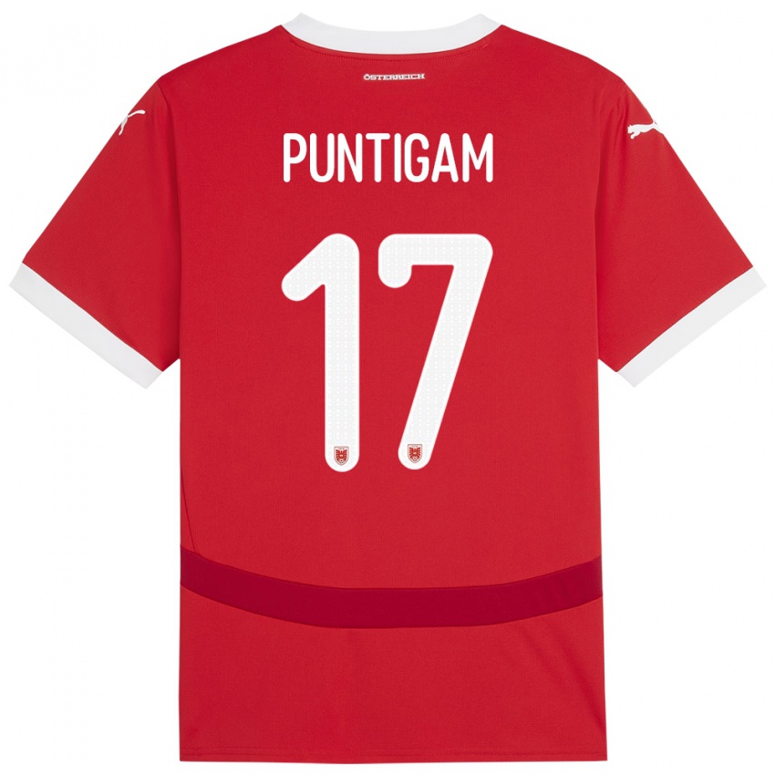 Enfant Maillot Autriche Sarah Puntigam #17 Rouge Tenues Domicile 24-26 T-Shirt Belgique